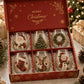 Christmas gift box set of borosilicate holiday glass cups with raised painted motifs