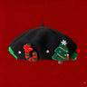 Christmas bow beret black