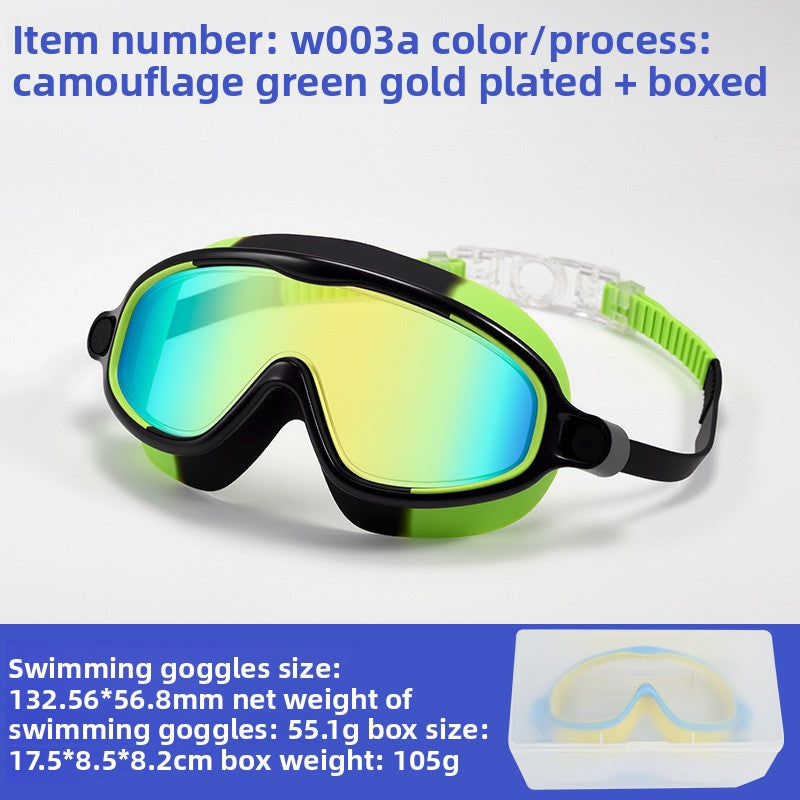 Children's large frame swimming goggles with adjustable strap