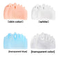 Four SEBS forefoot cushion pads in white nude clear and blue stacked together
