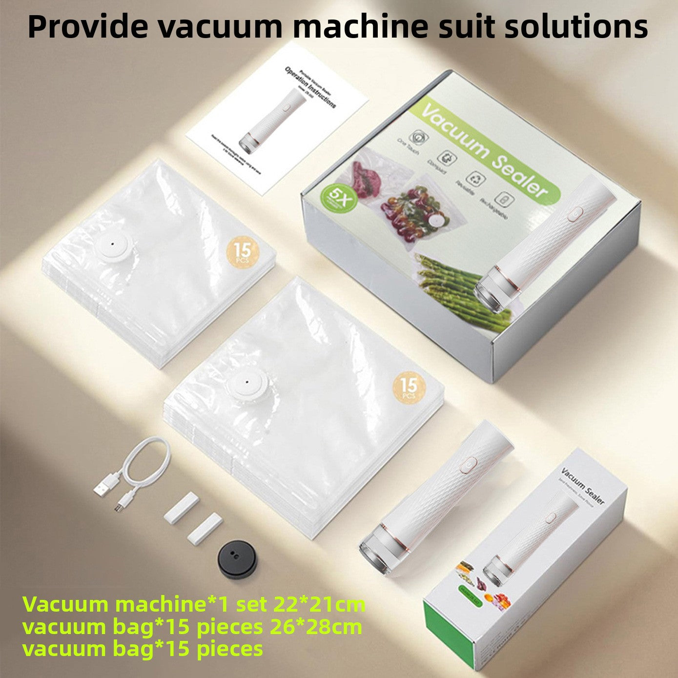 Portable Handheld Vacuum Sealer with USB Rechargeable for Food Preservation
