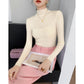 Winter and autumn black style semi-high-neck knitted women's top