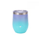 Stemless insulated stainless steel tumbler in a deep color finish with a clear press-on lid