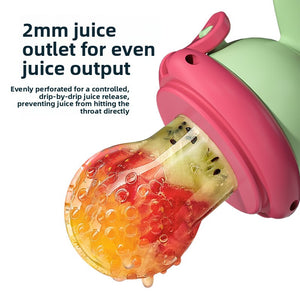 Fresh food feeder side profile showing the screw-on collar and silicone pouch