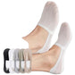 Invisible low cut mesh boat socks lined up in several solid colors on a plain background