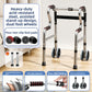 Acid resistant steel walking frame, assist to stand build with paired front castors