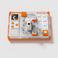 Top view of the circuit block board with plus and minus power terminals