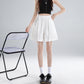 Washed Cotton Shorts Women Casual Loose Fit Wide-Leg