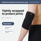 Adjustable elbow wrap shown flat to display the hook and loop strap and mesh panel
