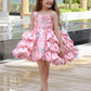 Girls' pink princess dress styled with tights and flats