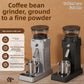 Close view of the numbered coarse to fine grind adjustment collar on the coffee grinder