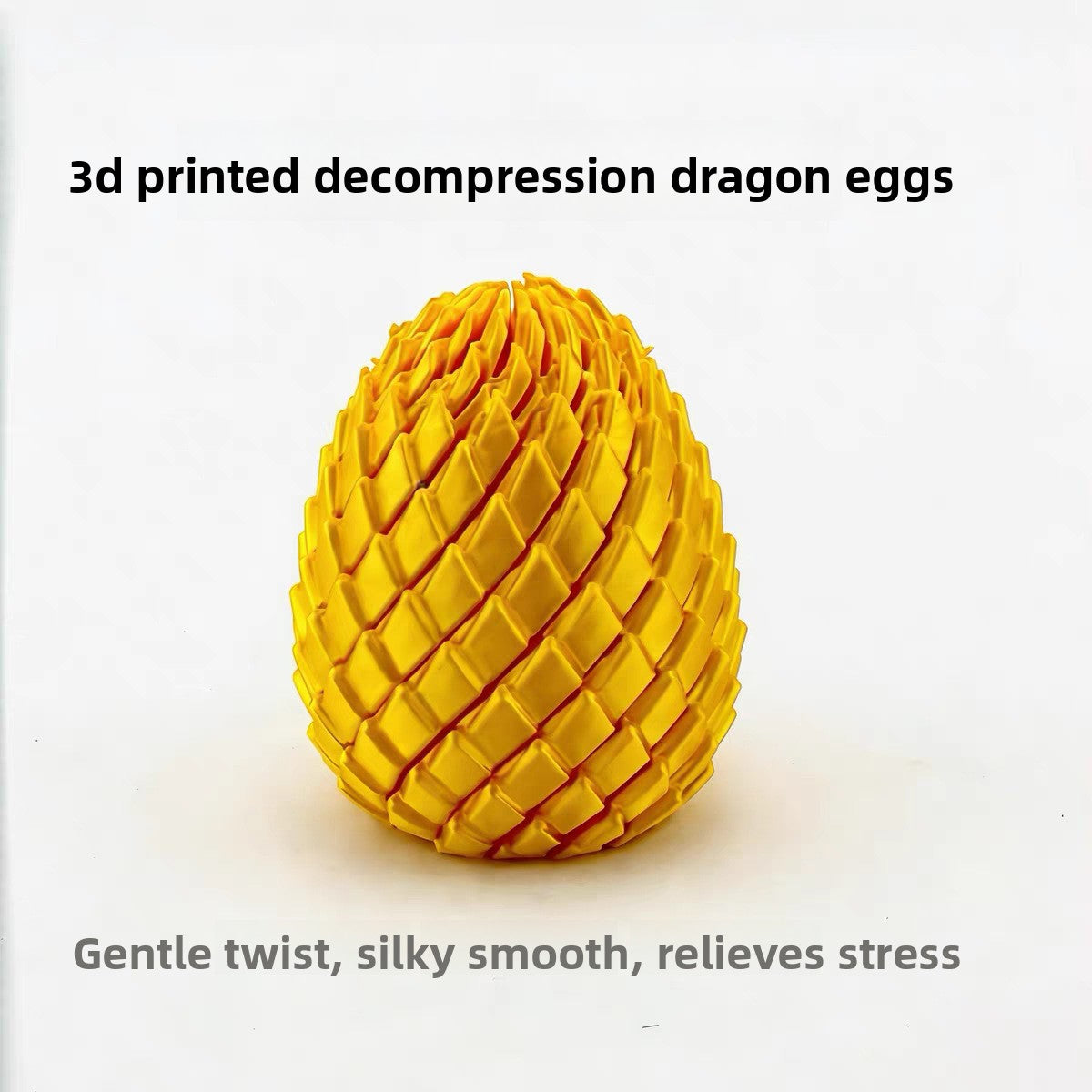 3D printed dragon egg fidget toy shown in small and large sizes side by side