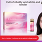 Collagen peptide oral liquid bottle poured into a glass of water for a morning serving