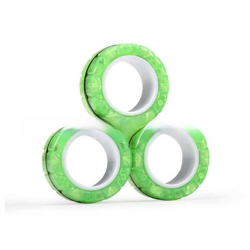 Magnetic fidget rings clipped side by side