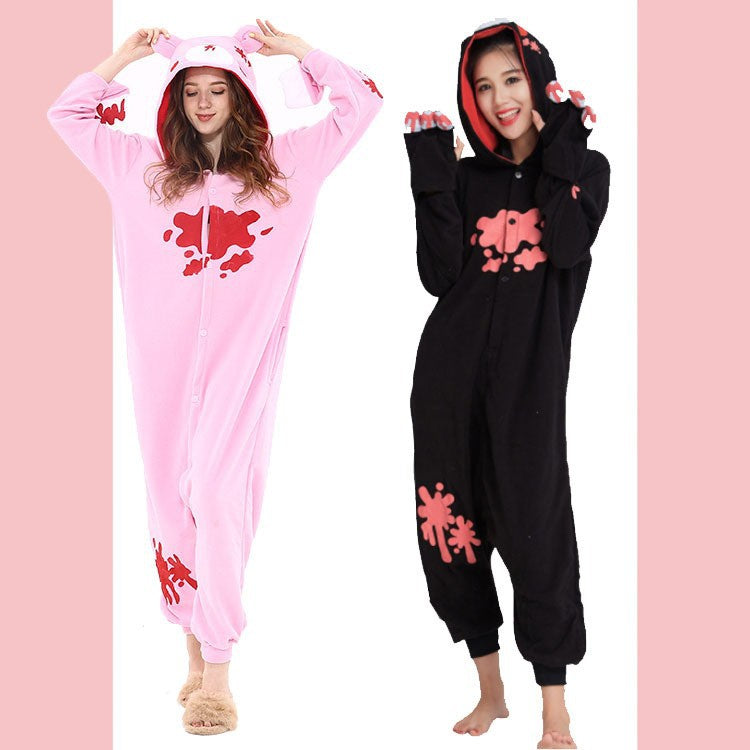 Black and white fleece onesie pajamas