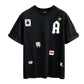 Men's loose fit embroidered patch T-shirt in white with a varsity A letter and sewn on patches