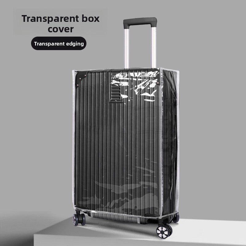 Clear PVC travel case cover showing the reinforced corner panels and side zipper
