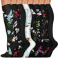 Knee-high sport compression socks in a bright mixed color and pattern set