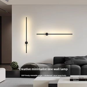 Slim aluminum wall lamp with PMMA lampshade glowing warm