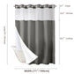 Waterproof shower curtain drawn across a tub surround in use