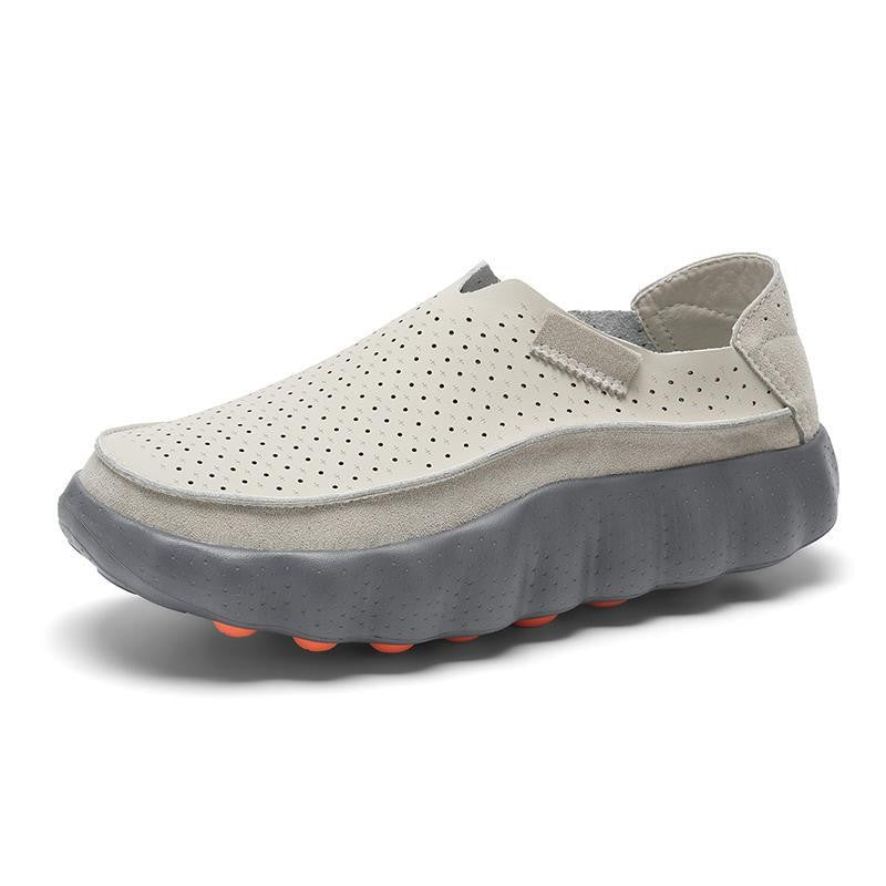 Top view of the perforated slip on sneaker upper