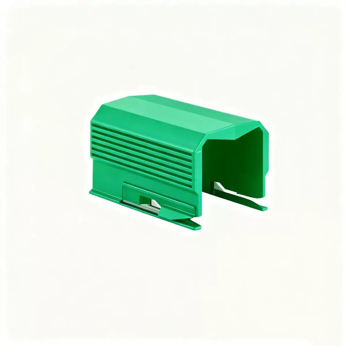 Green square tube paper cutter with a ribbed side panel and a small blade at the lower edge, Green option