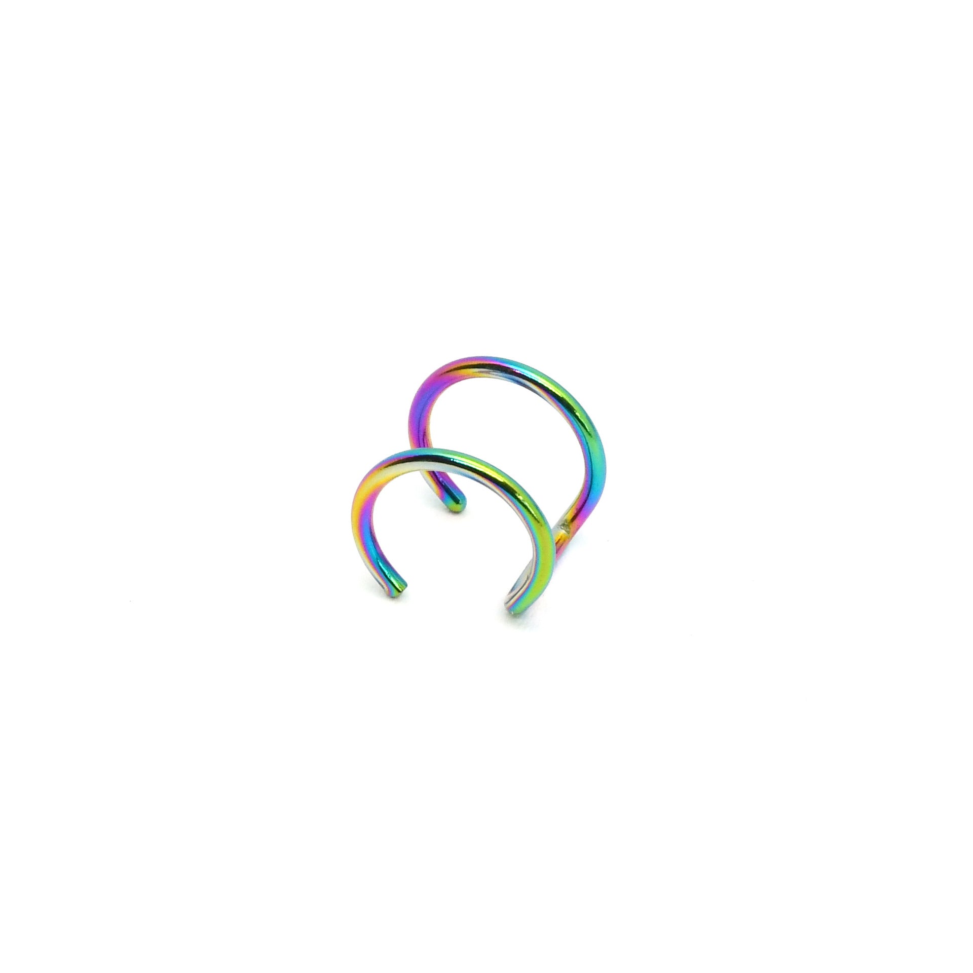 Steel crossover ear cuff with open C shaped clip and no piercing