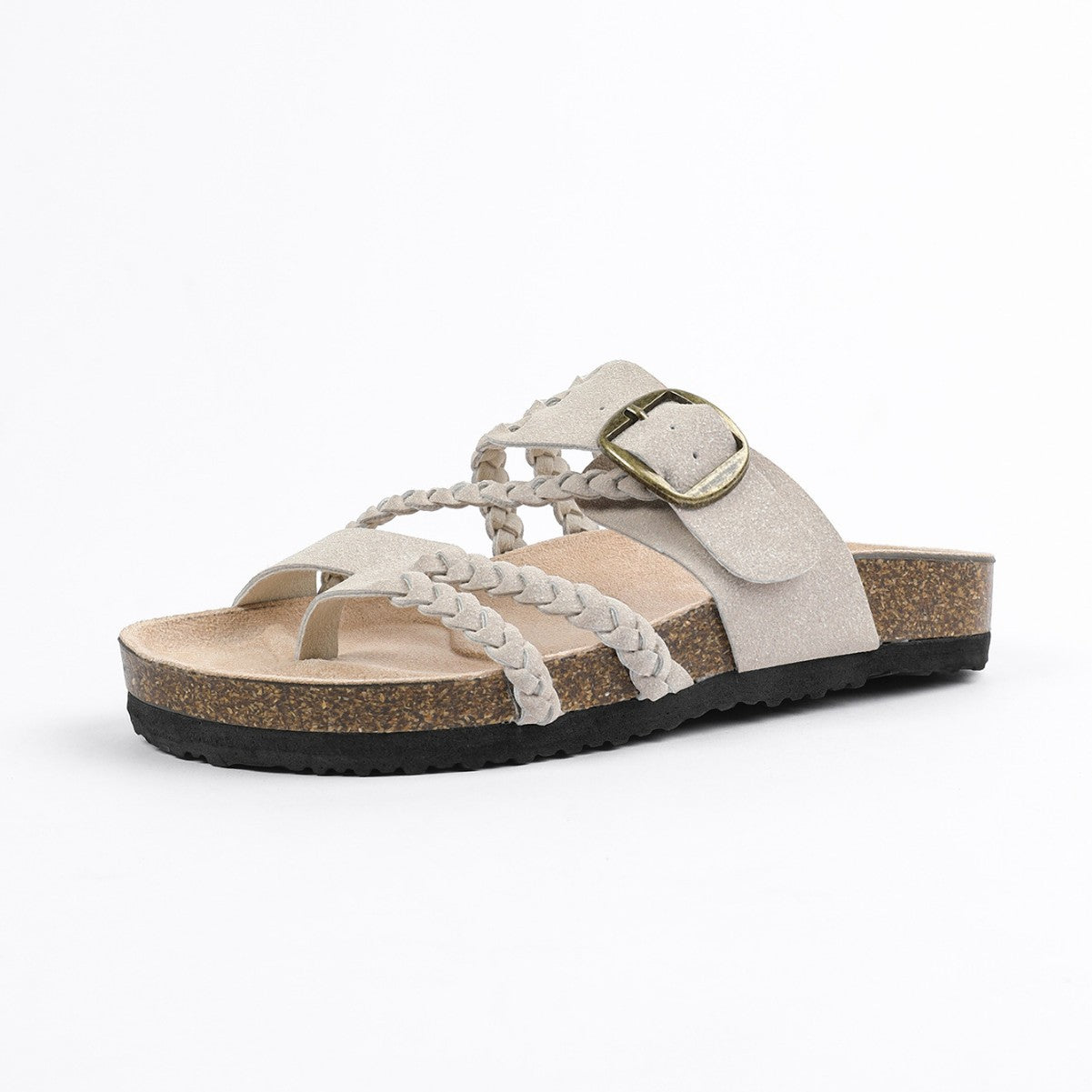 Adjustable Buckle Woven Sandals | front view product shot