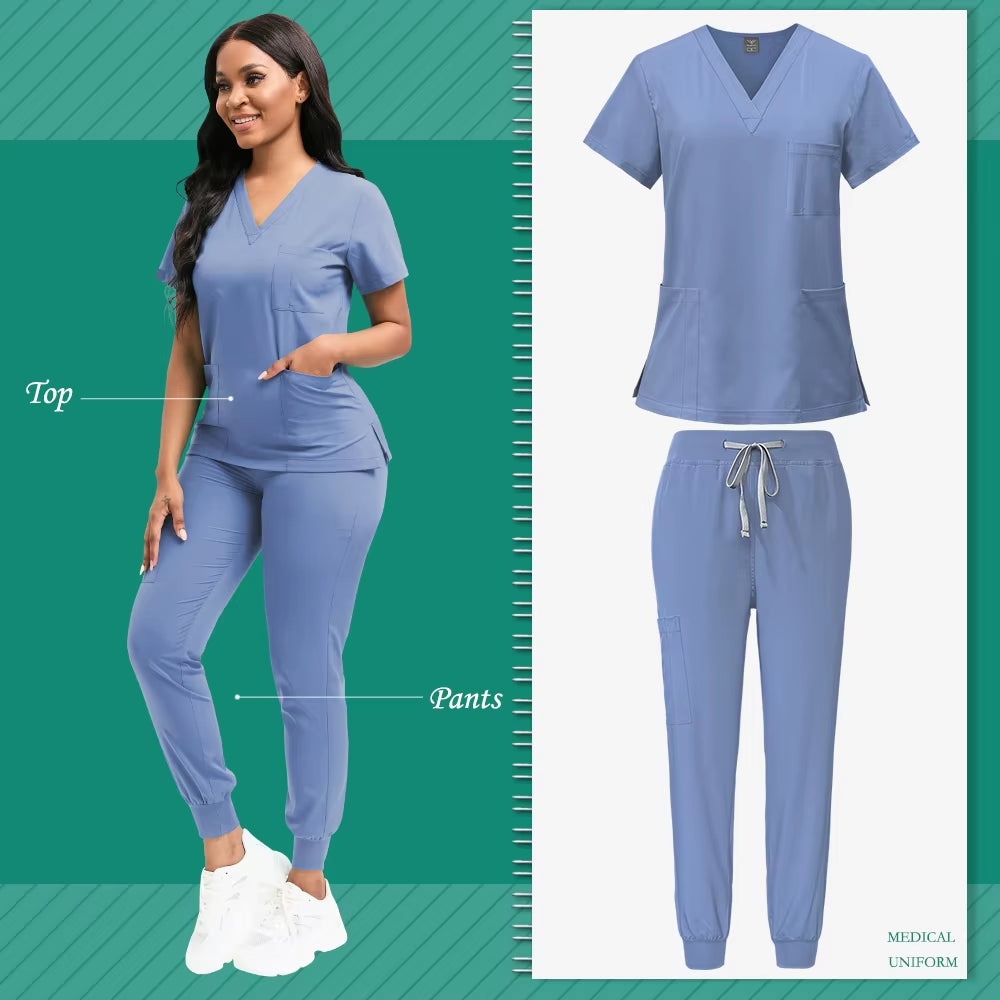 Scrubs Women Beauty SPA Uniform Pet Clinic Store Veterinary Dentistry Work Clothes Set High-Quality Medical Nurse Uniform Unisex