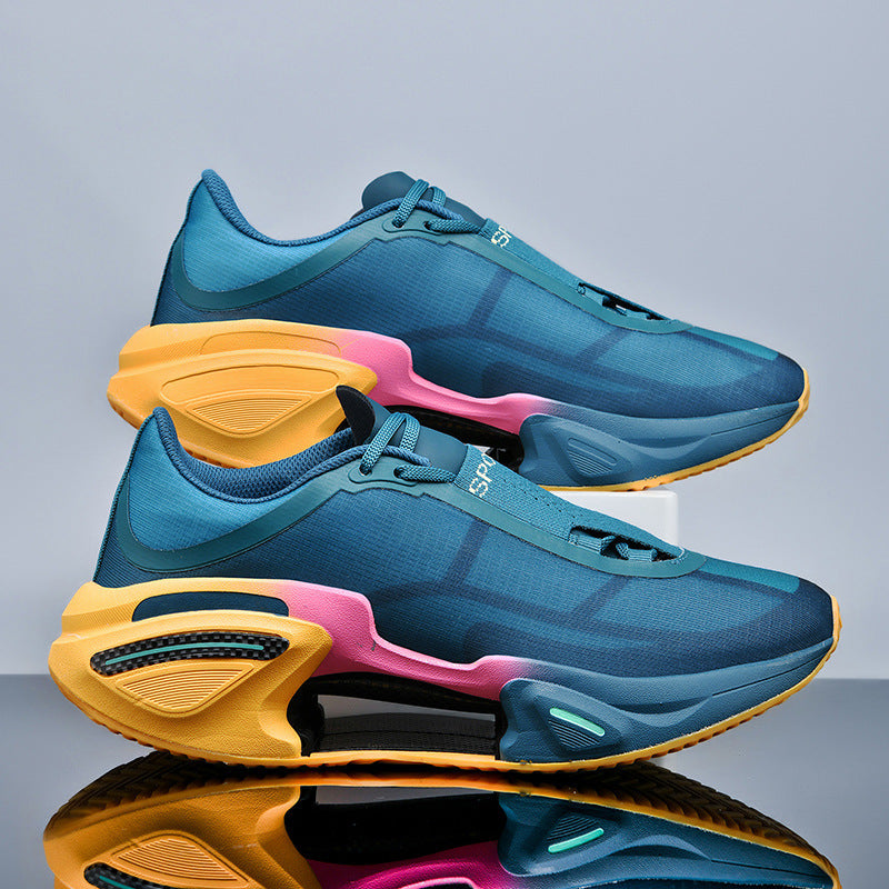 Running casual sneaker with a gradient fabric upper and a hollow cutout midsole