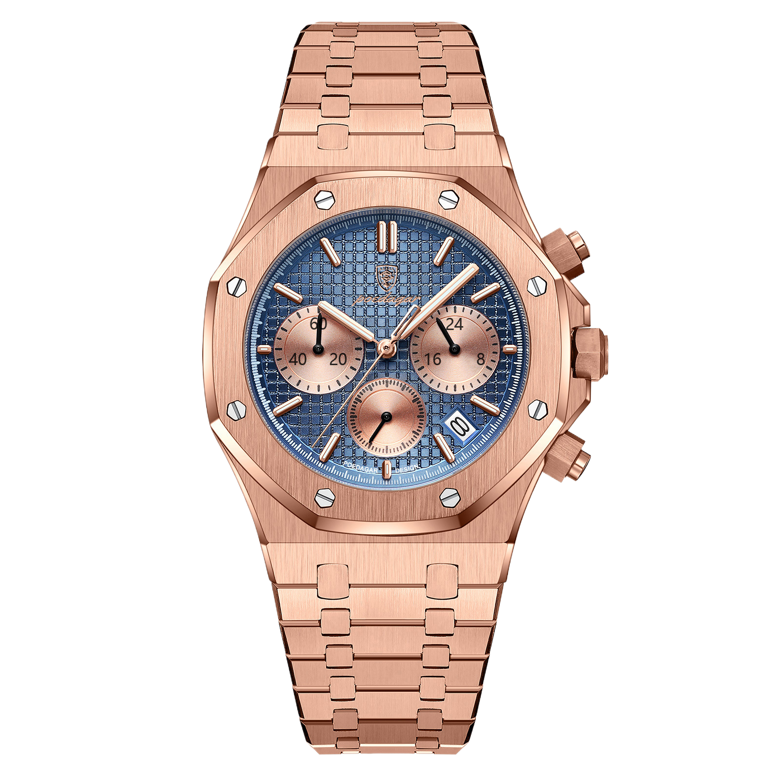 Quartz watch styled on the wrist with a shirt cuff for an everyday look