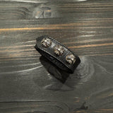 Black Leather Concho Cuff Bracelet