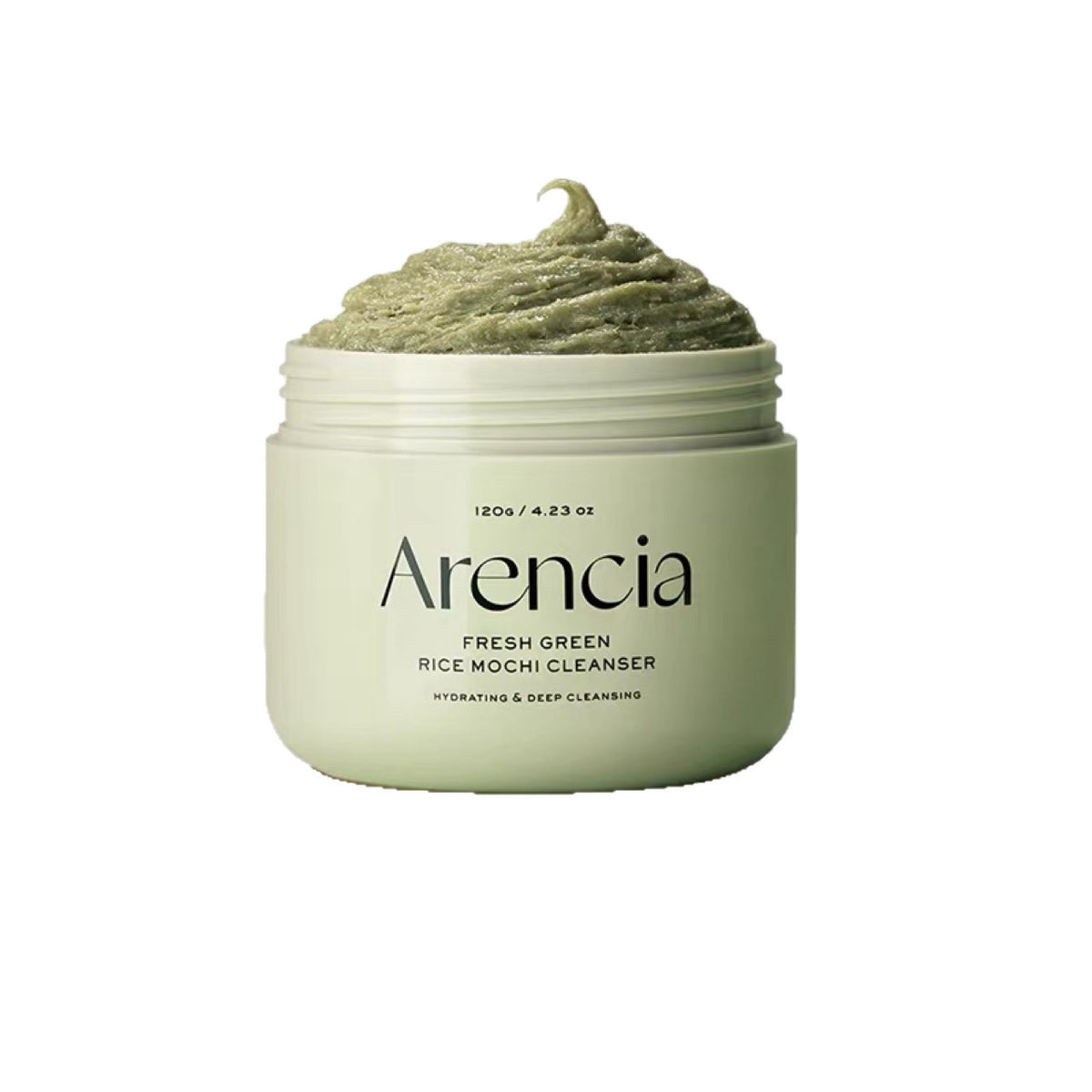 Green rice facial cleanser shown in a daily skincare setting