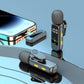 Wireless lavalier mic and receiver plugged into a smartphone charging port