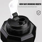 Side view of the fillable dumbbell bottle showing the diamond textured centre column