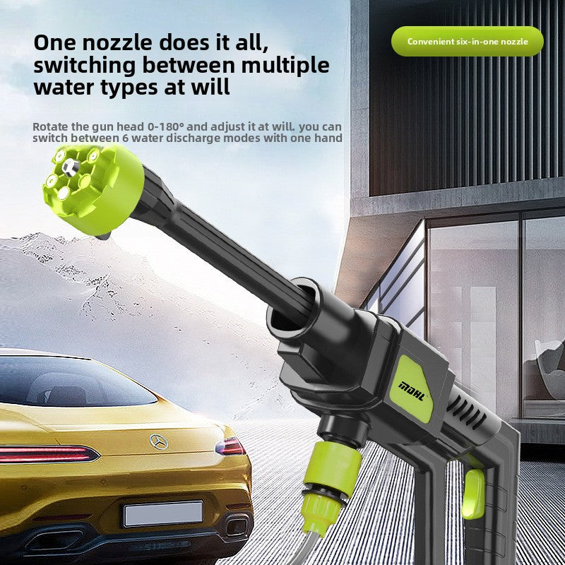 Maker panel showing the green rotating six in one nozzle head fitted to the black lance