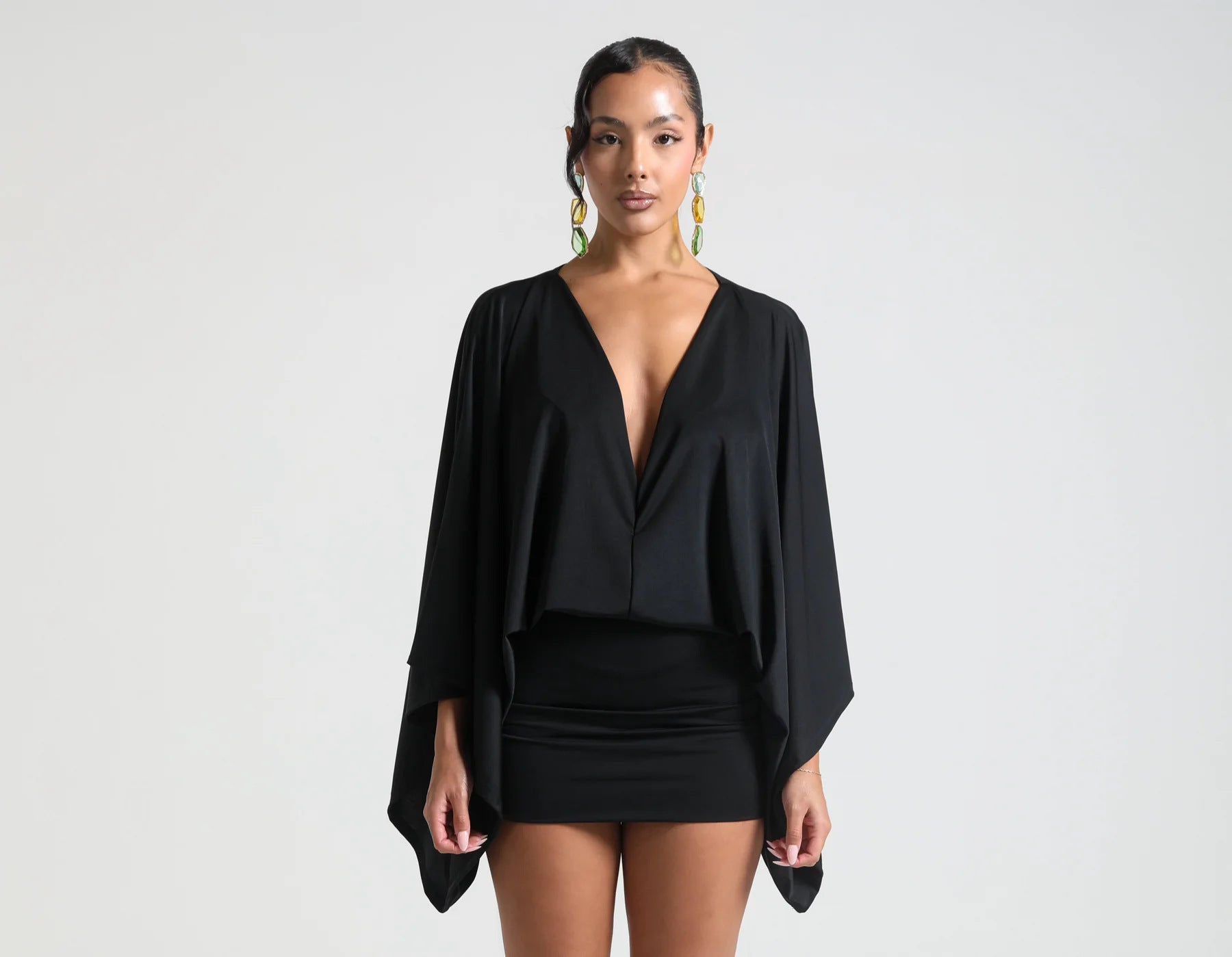 Women's V-Neck A-Line Mini Dress for Casual Day, Trip, Relaxed Outing with Easy Styling | close detail finishing touch
