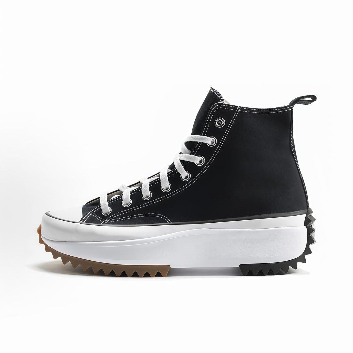 Black High-Top platform canvas sneaker with chunky white serrated sole, size 39 option photo