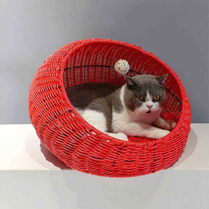 Hand-Woven Rattan Pet Cage with | real daily setup
