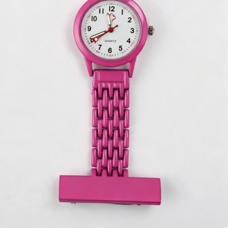 Nurse fob watch shown to display the case colour and the dial layout