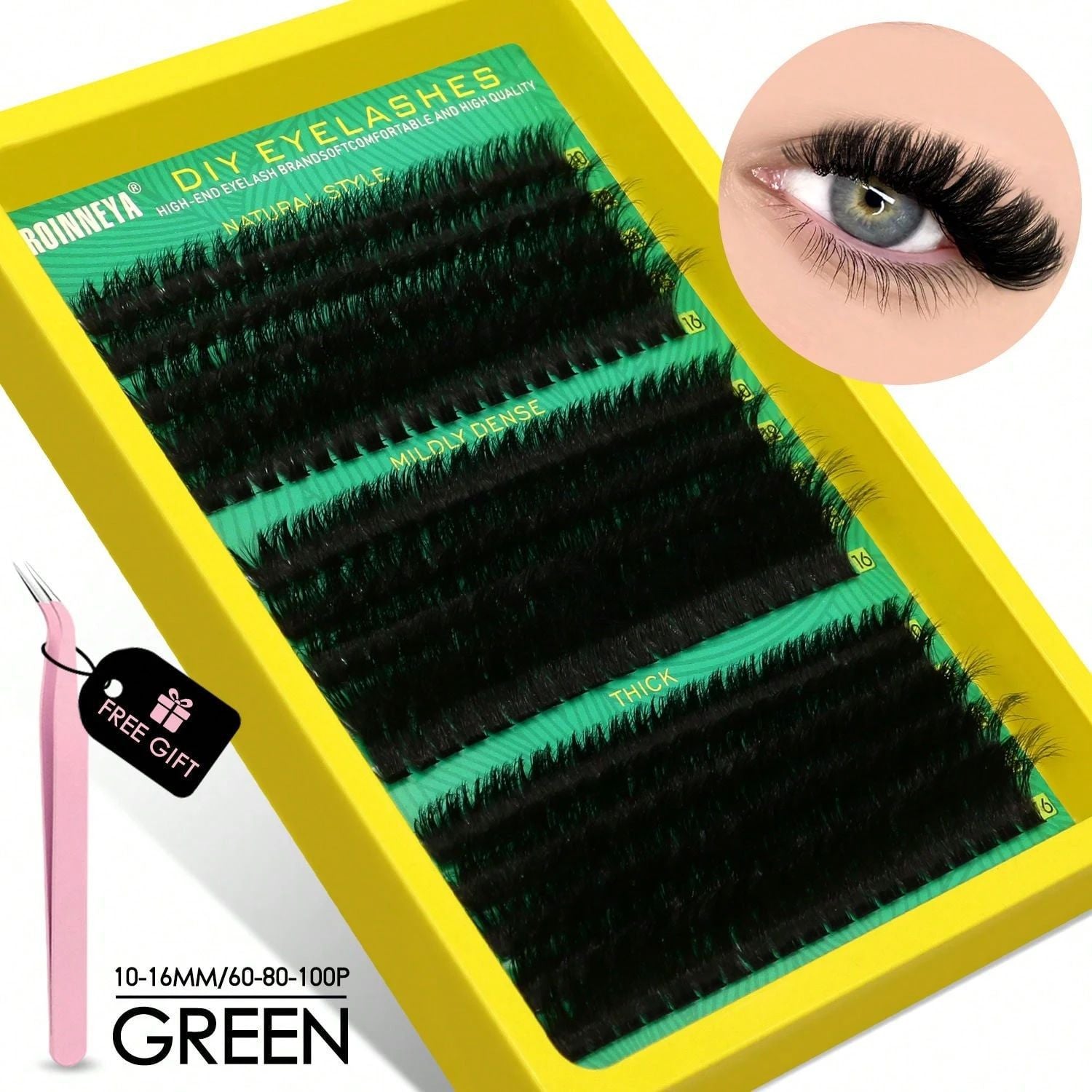 Black DIY lash clusters shown close up on the thin knotted band
