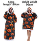 Gray Pumpkin hooded fleece pullover, dark gray with orange pumpkin prints, 90 cm adult length option