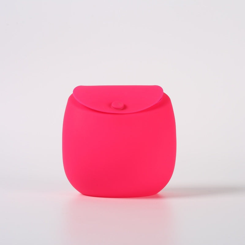 Single pink silicone dog treat pouch with a magnetic flap closed