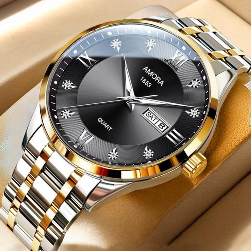 Detail of the watch case finish and stainless steel build quality