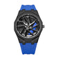 Top down view of the octagonal car wheel quartz watch and silicone strap