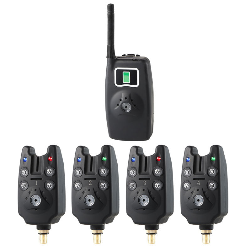 Receiver above four numbered bite alarms with coloured lights