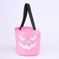 Canvas Halloween candy bucket with jack o lantern print for trick or treat night