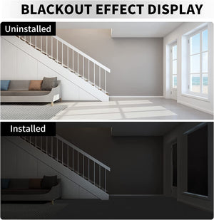 Front view of the blackout curtain panel covering a window pane