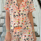 Milk silk loungewear set side view showing the relaxed top and ruffle hem