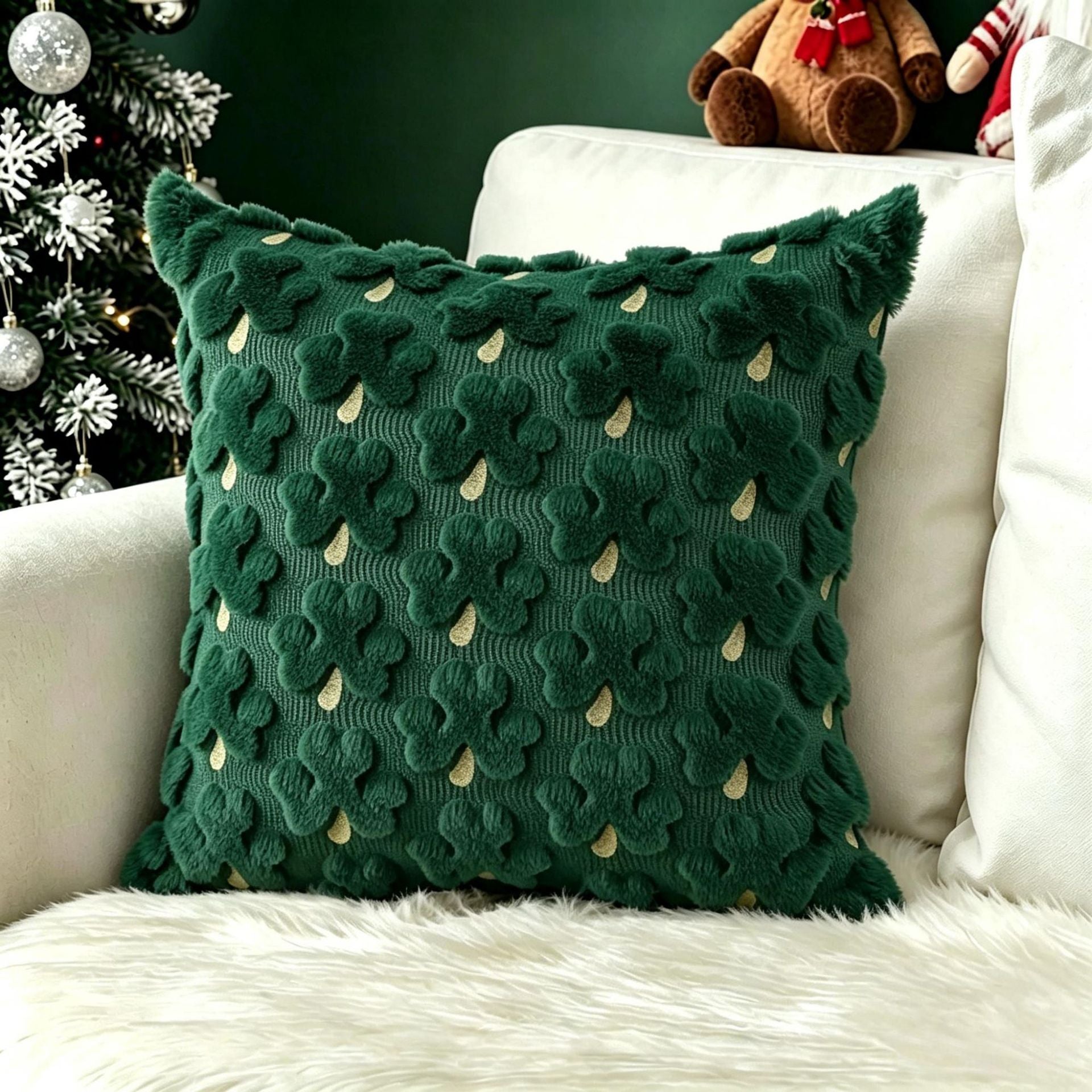 Plush carved cushion cover with a star motif carved into the short plush pile, view 47